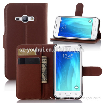 Factory Price Lichee Leather Pouch Wallet Case Folio Stand Cover for Samsung GALAXY J1 ACE